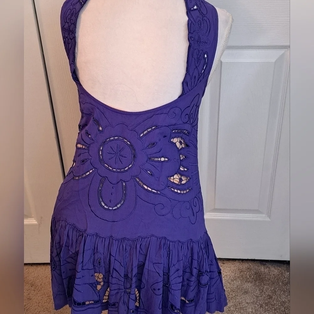 Free People Sleeveless Eyelt Dress In Periwinkle